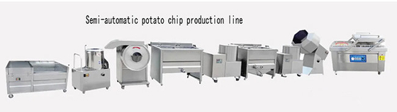 Ligne semi-automatique de traitement des chips de pommes de terre de 100 kg/h 55 kW